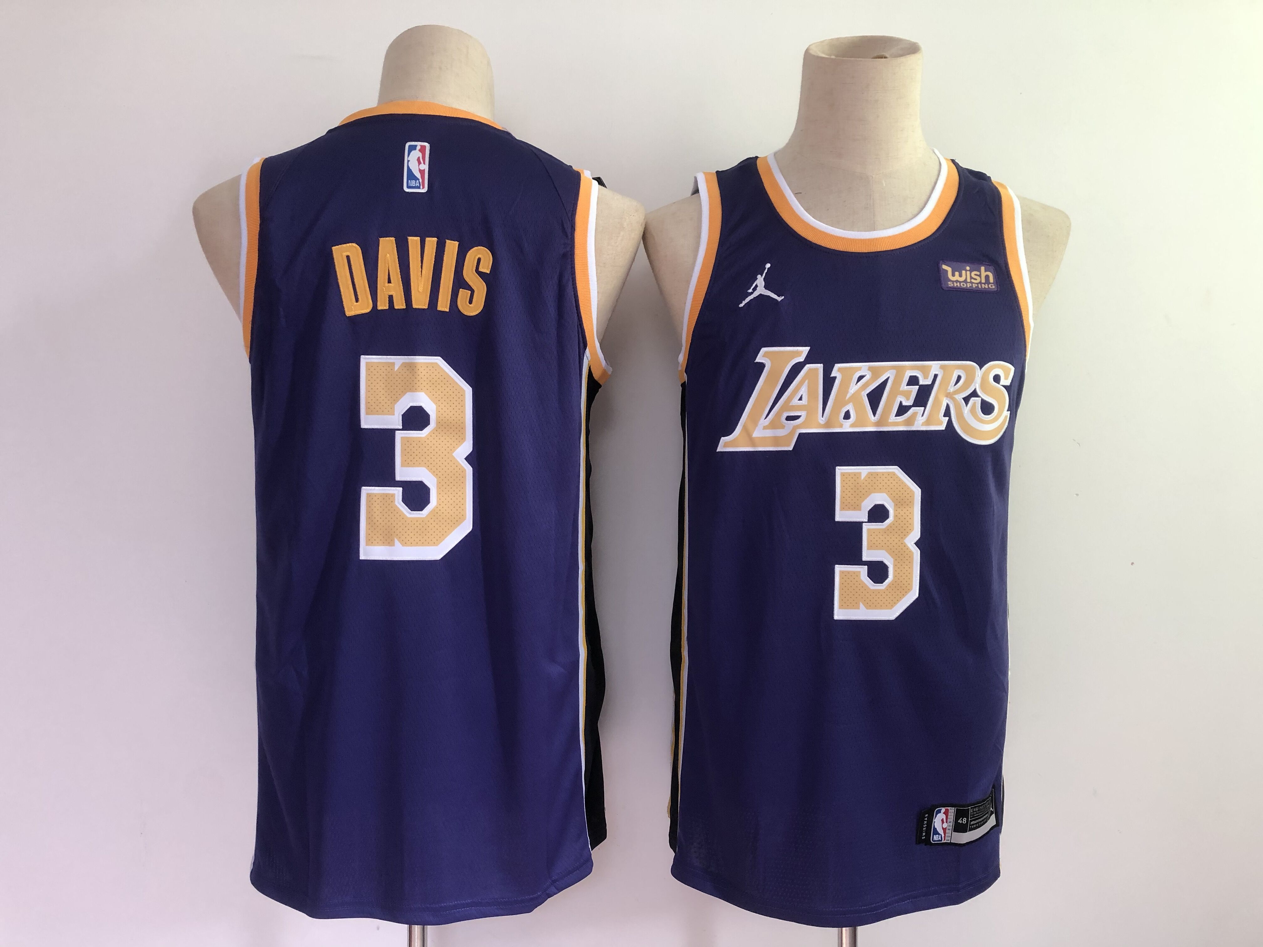 Men Los Angeles Lakers #3 Davis Purple Jordan mark 2021 NBA Jersey